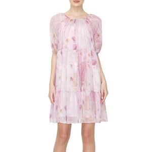 Melloday NWOT Women's Floral Chiffon Mini Dress Sz M New With Tags